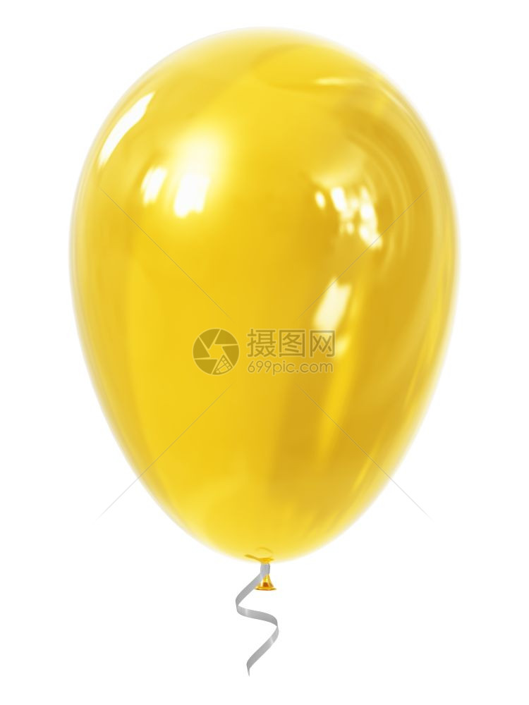创意抽象节假日庆祝概念3D显示黄色闪亮透明的可充气橡胶球或白底孤立的图片