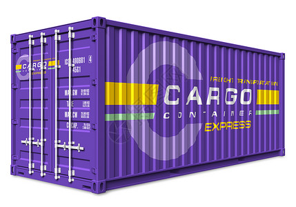 白色背景孤立的紫货物集装箱图片