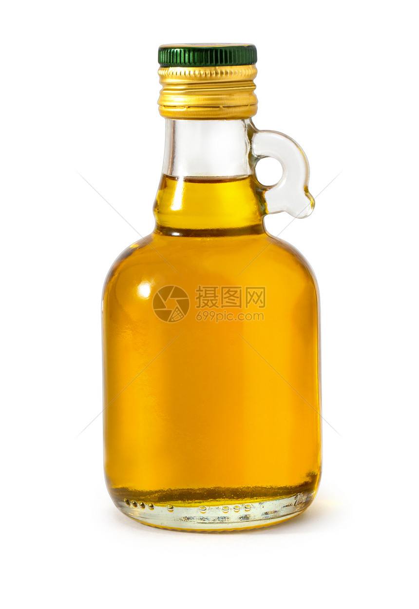 将油橄榄瓶用白色和剪切路径隔离在白色上图片