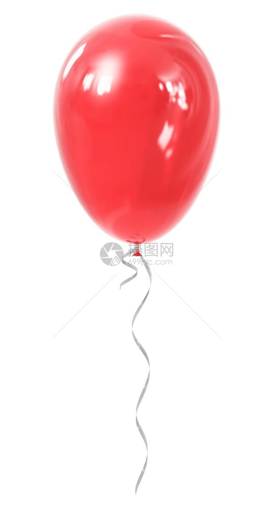 创意抽象节假日庆祝概念3D表示红色亮透明可充气的橡胶球或白底孤立的图片