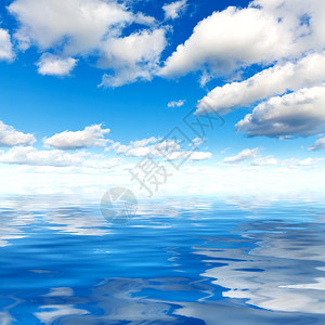 美丽的热带海水表面和蓝色天空的夏季风景云为自然观背图片
