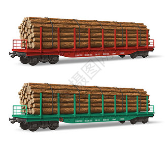 带木材的铁路平板车图片