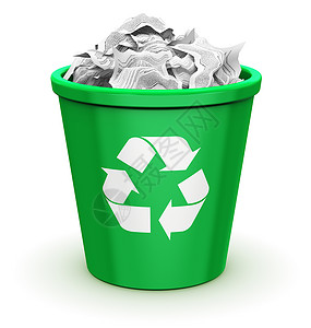 水桶标识创意抽象纸张回收环境保护和自然养商业概念绿色办公室回收垃圾桶带有可回收的符号图标或满的白色背景上孤立的皱纹文件符号背景