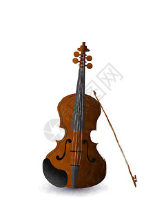 水彩小提琴和白底弓图片