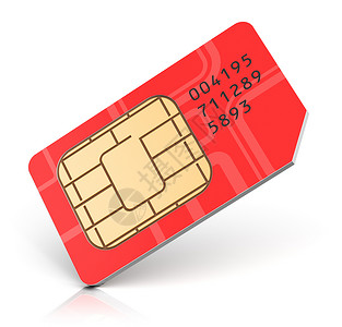 考卡德创意抽象移动式电信无线技术和移动商务通信互联网概念用于移动电话或白背景孤立的智能手机红色SIM卡背景