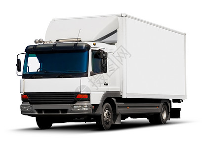 创意抽象航运业物流输和货业商概念白色运货卡车或集装箱汽拖白色背景孤立图片
