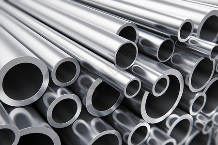 冶金学创意抽象的重金属冶工业和制造企生产概念大量闪亮金属钢管有选择焦点效果背景