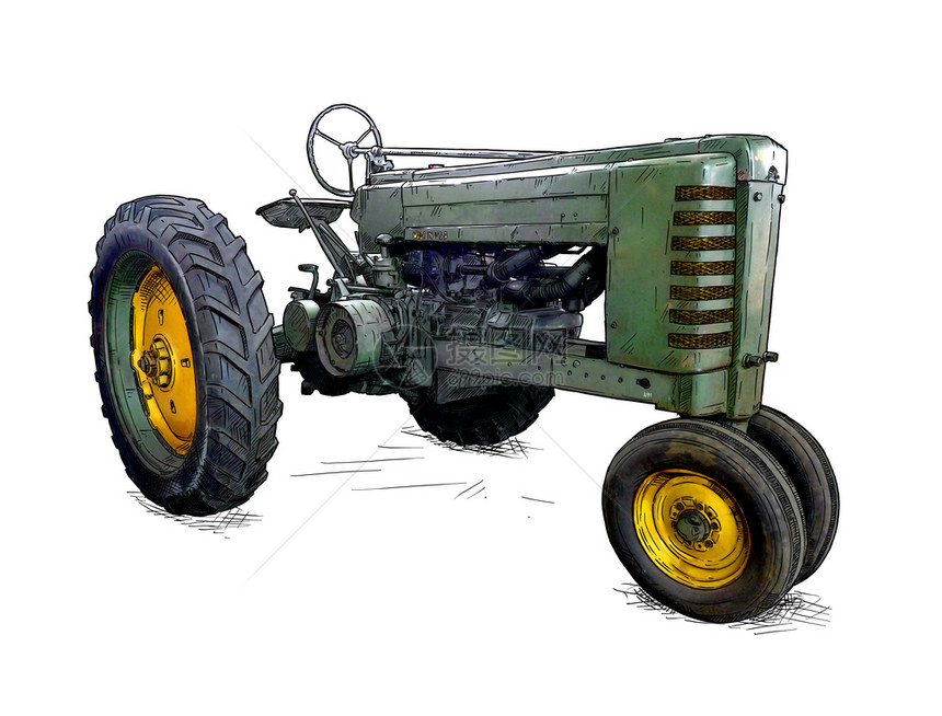 1934年至52在美国爱荷华州或制造拖拉机或30和s40和s50和sCartoon或Cocic风格图片
