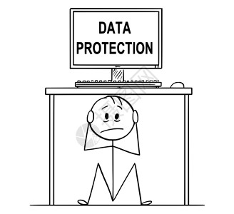 信息安全和盗窃的概念人或商的漫画计算机和数据保护文本图片