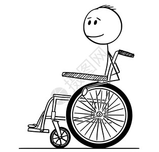 坐在轮椅上微笑的残疾人卡通图片