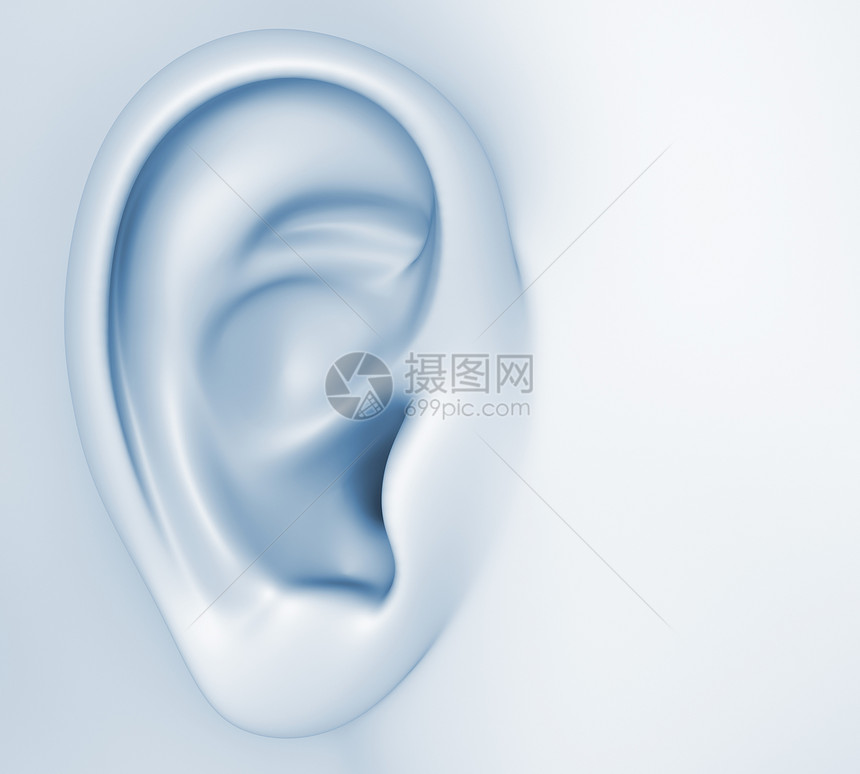 有关人类听力的概念形象3D插图图片