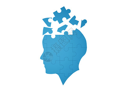 抽象大脑蓝拼图作为人类大脑的蓝拼图在老年痴呆和s疾病医学概念中以白色背景的人类大脑为蓝拼图3d抽象插图背景