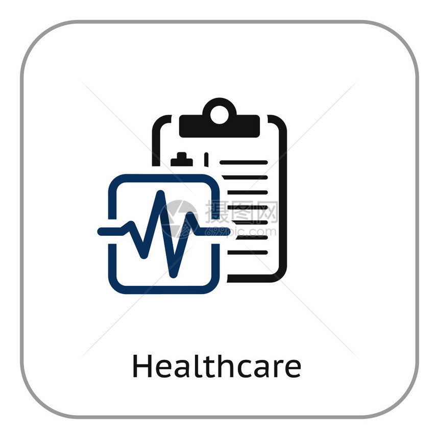 医疗服务和保健平板图示设计带有心电图的剪贴板医疗服务和保健平板图示图片