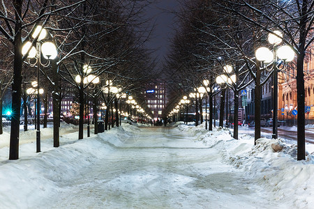 瑞典斯德哥尔摩老城装饰的圣诞节和新年冬季风景图片