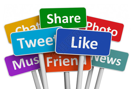 社交媒体和网络概念社会媒体服务与白种背景隔离的彩色标志组图片