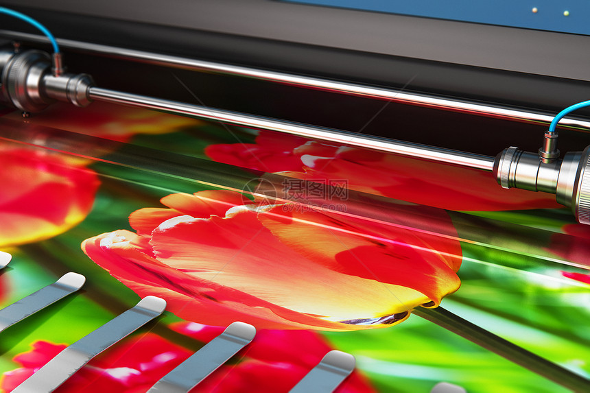 3D表示在印刷或厂机大格式彩色绘图仪上打印片横幅的插图片