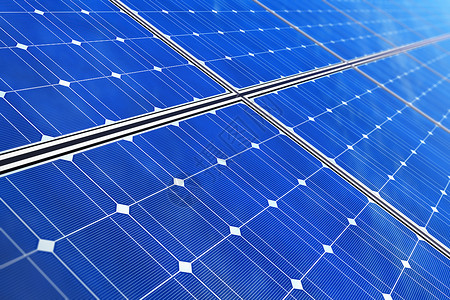 创意太阳能发电技术替代能源和环境保护生态商业概念有选择焦点效果的蓝色太阳能电池板的宏观点背景图片