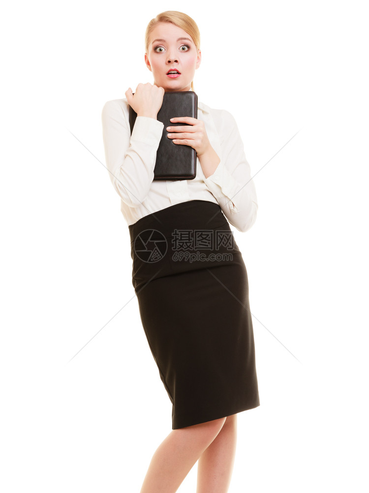 精神上害怕的女商人肖像白害羞妇女被孤立第一天在新工作或压力图片