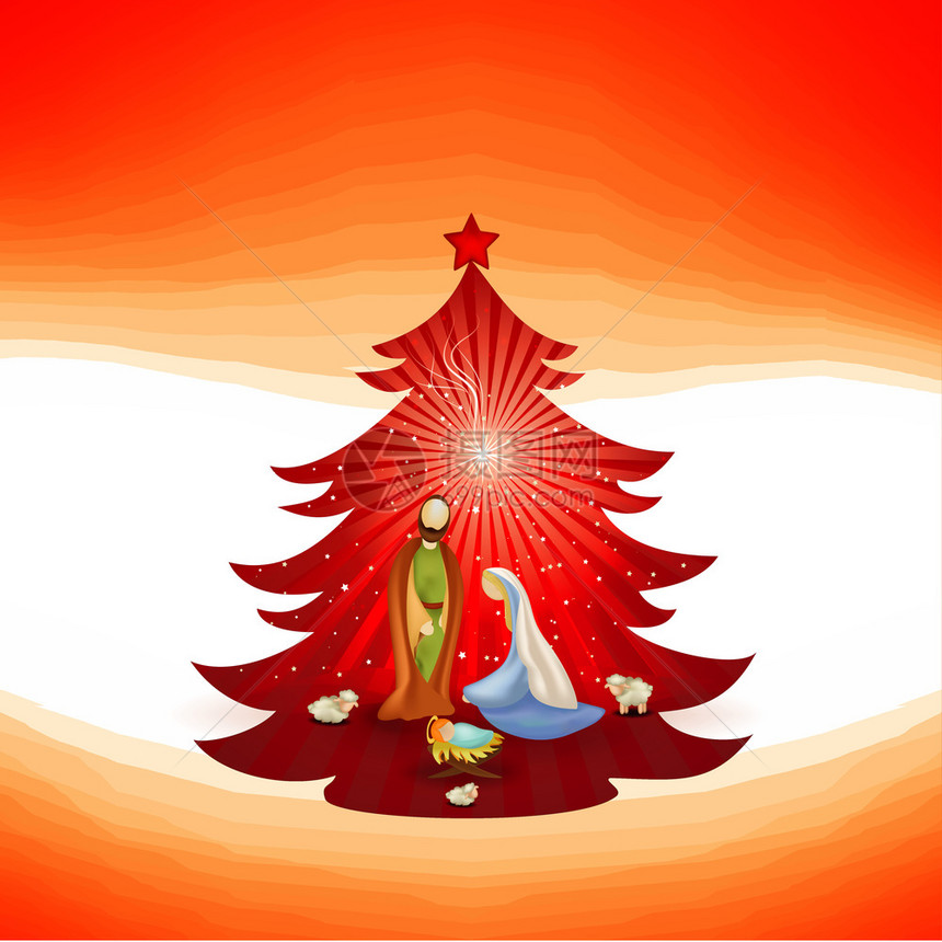 圣诞树红色背景的现代天场图片