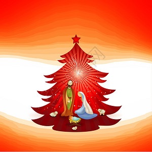 圣诞树红色背景的现代天场图片