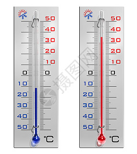 温度计和报告一组温度计背景