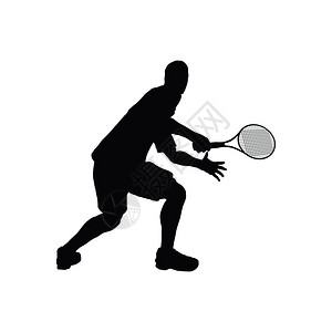 网球环影黑白矢量插图图片