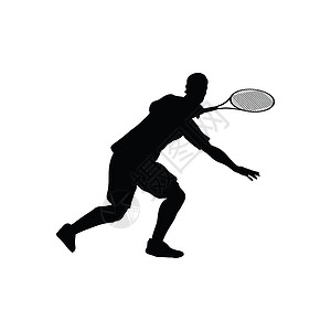 网球球剪影网球环影黑白矢量插图背景
