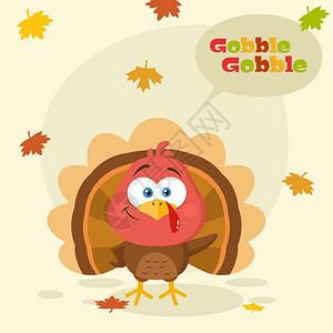 感恩节框卡通可爱的火鸡插画