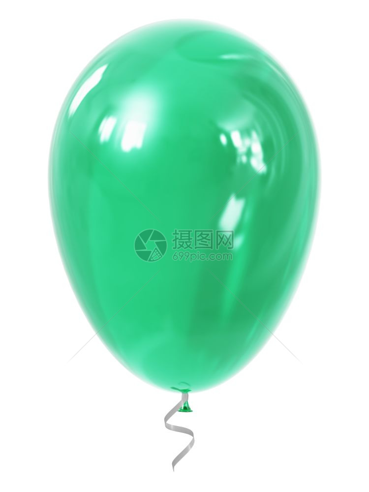 创意抽象节日庆祝概念3D将绿色或松石化的透明可充气橡皮球或白底孤立的标为绿色或的透明图片