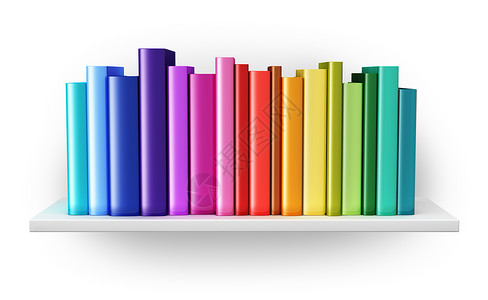 彩色画册封面创意抽象科学知识教育重返学校商业和公司办室生活概念白背景上孤立的彩色硬封面书籍架背景
