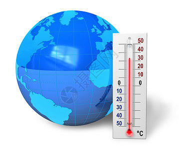 温度计和报告全球变暖概念背景