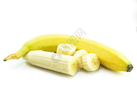 白底带切片香蕉的黄图片