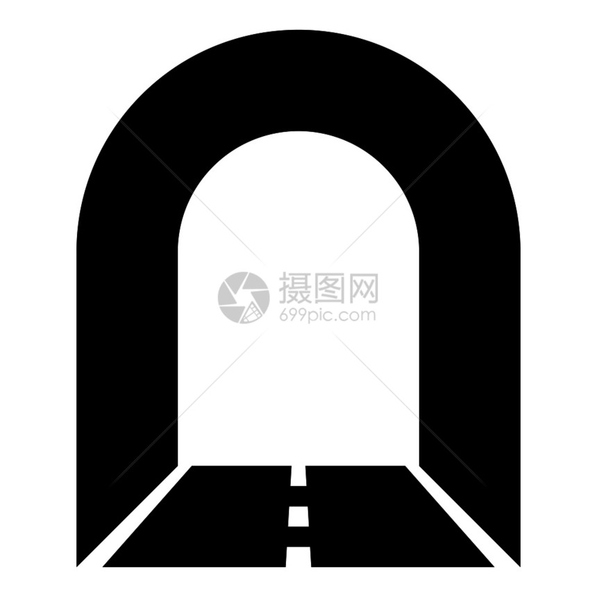 白色背景带有黑色汽车地下隧道图标图片