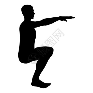 拉伸肌肉男运动双影侧视图标黑色矢量显示平板风格的简单图像插画