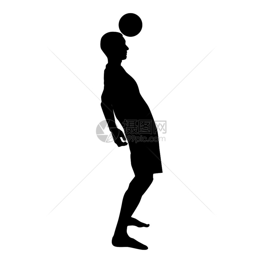 足球玩家击中头的双周光片罩图标黑色矢量演示平板风格简单图像图片