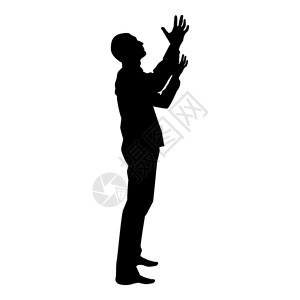 人类的手臂人类正在转向天堂人类上帝祈祷概念的手臂呼吁太阳光图标黑色矢量显示平板风格简单图像插画