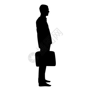 无水印男素材拥有公文包的商人站在男手拿着一个商业袋手拿着一个商业袋上面印着黑色的颜向量图标展示平板风格的简单图像插画