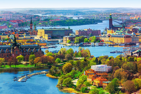 瑞典斯德哥尔摩老城建筑航拍风景图片