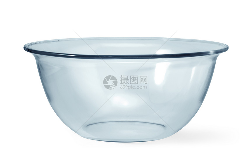 白色背景上隔开的空碗玻璃杯带有剪切路径图片