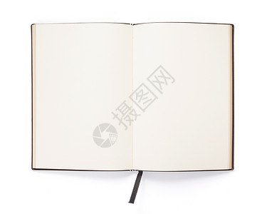 打开笔记本或书用空白页面在背景中孤立图片