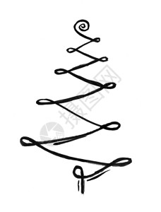 绘画圣诞树的黑色墨水甘格艺术手画圣诞树高清图片