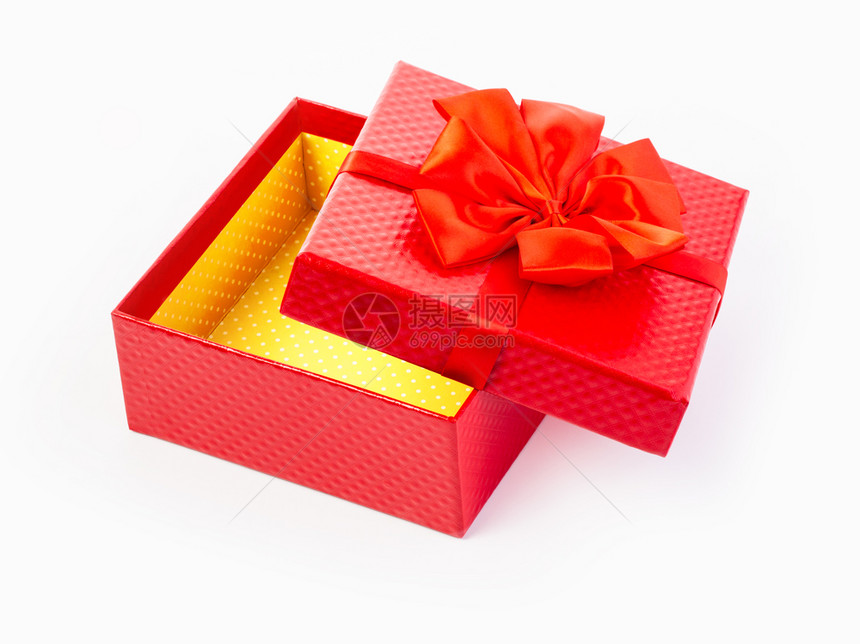 白色背景的红礼物盒图片