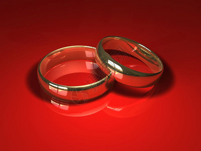 红色的结婚戒指图片