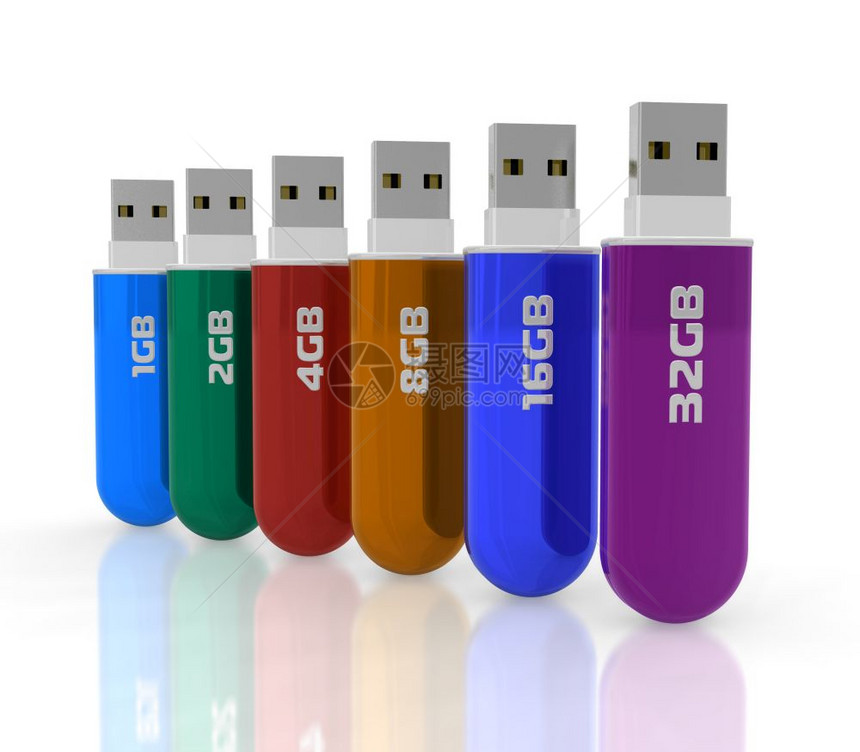 彩色USB闪光驱动器列图片