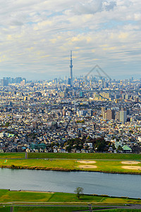 东京下城的空中景象亚洲智能城市的金融区和商业中心天桥和高楼建筑日本图片