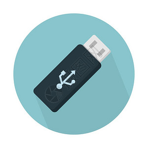 便携式驱动器白色背景灰色圆形汽车USB闪光驱动器图插画