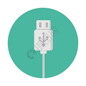 白色背景绿色圆形USB连接端口图背景图片
