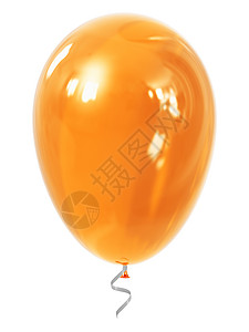 橙色气球创意抽象节日庆祝概念3D表示橙色闪亮透明可充气的橡胶球或白底孤立的背景