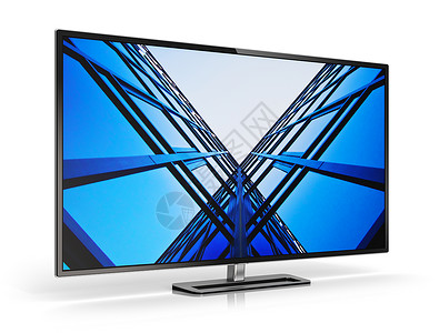 出屏效果素材创意抽象电视子技术商业概念现代电视显示屏幕或计算机个人电脑监视器以白色背景隔离产生反射效果背景