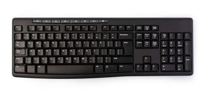 顶部视图台式计算机键盘白背景上孤立的计算机键盘pc图片